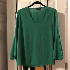 Alfani green blouse with bell sleeves